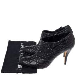 مملوكة مسبقًا Dior Black Cannage Quilted Leather Ankle Booties Size 40.5
