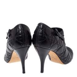 مملوكة مسبقًا Dior Black Cannage Quilted Leather Ankle Booties Size 40.5