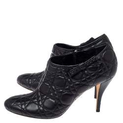 مملوكة مسبقًا Dior Black Cannage Quilted Leather Ankle Booties Size 40.5
