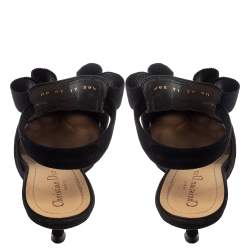 مملوكة مسبقًا حذاء مول ديور فتحة كعب مقدمة مدببة فيونكة نقطة بولكا حافة سويدى وشبك أسود مقاس 39.5