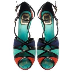 Pre Owned صندل ديور بورتوفينو سويدي وجلد لامع كتل لونية  مقاس 39