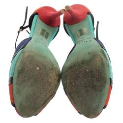 Pre Owned صندل ديور بورتوفينو سويدي وجلد لامع كتل لونية  مقاس 39