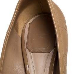 Pre Owned Dior Beige Quilted Cannage Leather And Patent Trim Peep Toe Pumps Size 37