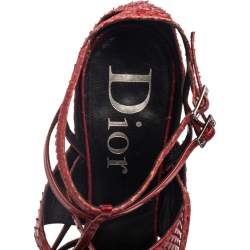 Pre Owned Dior Red Python Strappy Pointed Toe Pumps Size 38