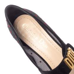 Pre Owned حذاء ديور فلات مارى جين بيبى - دى حافة سويدى وشبك أسود مقاس 37