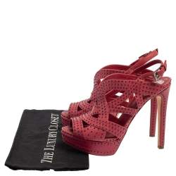 مملوكة مسبقًا Dior Pink Leather Embellishment Platform Sandals Size 38.5
