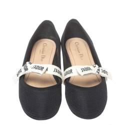 Pre Owned حذاء فلات ديور ميس جاديور كانفاس أسود مقاس 38.5