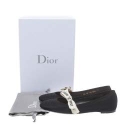 Pre Owned حذاء فلات ديور ميس جاديور كانفاس أسود مقاس 38.5