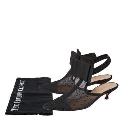 Dior Black Mesh, Suede, Elastic And Canvas Slingback Sandals Size 37