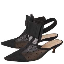 Dior Black Mesh, Suede, Elastic And Canvas Slingback Sandals Size 37