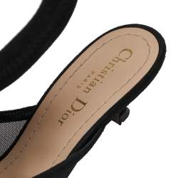 Dior Black Mesh, Suede, Elastic And Canvas Slingback Sandals Size 37