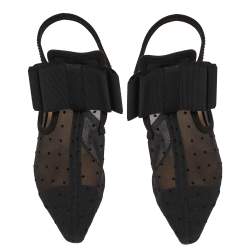 Dior Black Mesh, Suede, Elastic And Canvas Slingback Sandals Size 37