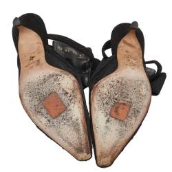 Dior Black Mesh, Suede, Elastic And Canvas Slingback Sandals Size 37