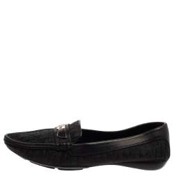 مملوكة مسبقًا Dior Black Monogram Canvas And Leather Pointed Toe Loafers Size 38.5