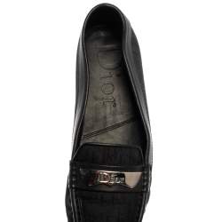 مملوكة مسبقًا Dior Black Monogram Canvas And Leather Pointed Toe Loafers Size 38.5