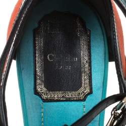 مملوكة مسبقًا Dior Multicolor Suede And Patent Leather Kitten Wedge Sandals Size 40