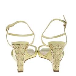 Pre Owned Dior Green Leather Wedge Ankle Strap Sandals Size 38