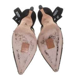 Pre Owned Dior Black Mesh And Suede J'Adior Slingback Sandals Size 39