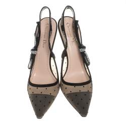 Pre Owned Dior Black Mesh And Suede J'Adior Slingback Sandals Size 39