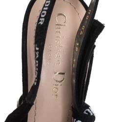 Pre Owned Dior Black Mesh And Suede J'Adior Slingback Sandals Size 39