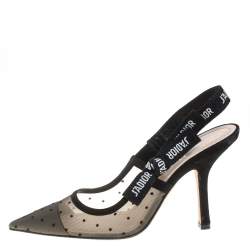 Pre Owned Dior Black Mesh And Suede J'Adior Slingback Sandals Size 39