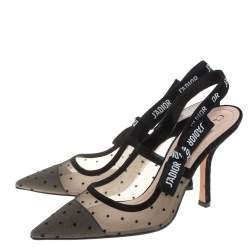 Pre Owned Dior Black Mesh And Suede J'Adior Slingback Sandals Size 39