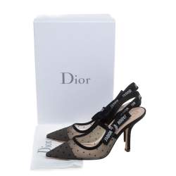 Pre Owned Dior Black Mesh And Suede J'Adior Slingback Sandals Size 39