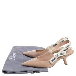 مملوكة مسبقًا Dior Beige Patent Leather J'adior Slingback Sandals Size 38