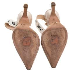 مملوكة مسبقًا Dior Beige Patent Leather J'adior Slingback Sandals Size 38