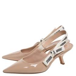مملوكة مسبقًا Dior Beige Patent Leather J'adior Slingback Sandals Size 38