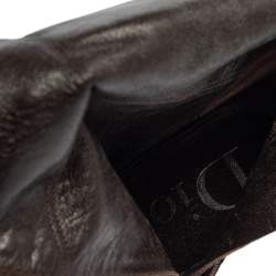 مملوكة مسبقًا Dior Brown Suede And Leather Knee Length Pointed Toe Buckle Boots Size 38