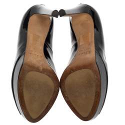 Dior Black Patent Leather Platform Peep Toe Pumps Size 39