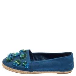 Dior Blue Mesh Espadrille Slip On Ballet Flats Size 39