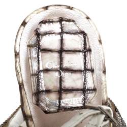 Dior Silver/White Chain And Leather Fertility Goddess Slingback Sandals Size 38