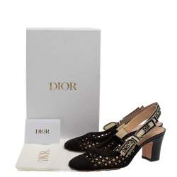 Pre Owned Dior Black Fabric Moi Slingback Sandals Size 37