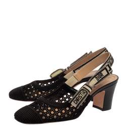 Pre Owned Dior Black Fabric Moi Slingback Sandals Size 37