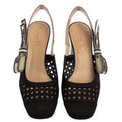 Pre Owned Dior Black Fabric Moi Slingback Sandals Size 37