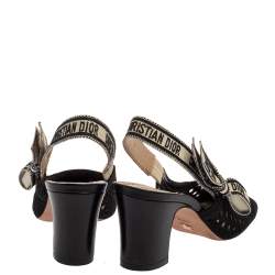 Pre Owned Dior Black Fabric Moi Slingback Sandals Size 37