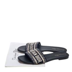 مملوكة مسبقًا Dior Blue Canvas Dway Slide Sandals Size 39