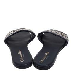 مملوكة مسبقًا Dior Blue Canvas Dway Slide Sandals Size 39