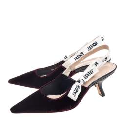 مملوكة مسبقًا Dior Burgundy Velvet J'adior Slingback Sandals Size 38