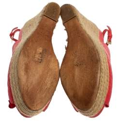 Pre Owned صندل ديور فتحة كعب و كعب روكي جلد أحمر مقاس 39