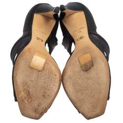 Pre Owned Dior Black Mesh And Nylon Open Toe Pumps Size 36