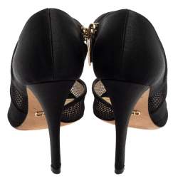 Pre Owned Dior Black Mesh And Nylon Open Toe Pumps Size 36