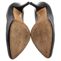 Pre Owned Dior Black Leather Logo Embellished Pumps Size 37.5