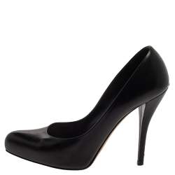 Pre Owned Dior Black Leather Logo Embellished Pumps Size 37.5