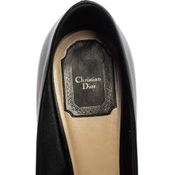 Pre Owned Dior Black Leather Logo Embellished Pumps Size 37.5