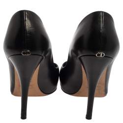 Pre Owned Dior Black Leather Logo Embellished Pumps Size 37.5