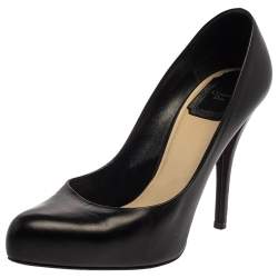 Pre Owned Dior Black Leather Logo Embellished Pumps Size 37.5