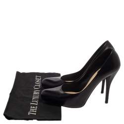 Pre Owned Dior Black Leather Logo Embellished Pumps Size 37.5